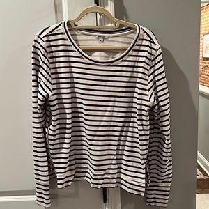 Stella & Dot Navy and White Striped Sweater with side zippers